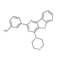 Nc1cccc(-c2nc(N3CCOCC3)c3oc4ncccc4c3n2)c1 ZINC000028707091