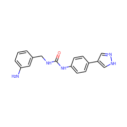 Nc1cccc(CNC(=O)Nc2ccc(-c3cn[nH]c3)cc2)c1 ZINC000143794594