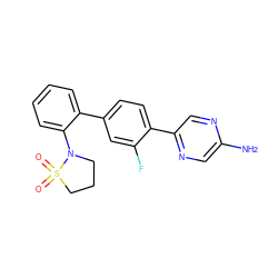 Nc1cnc(-c2ccc(-c3ccccc3N3CCCS3(=O)=O)cc2F)cn1 ZINC000224792171