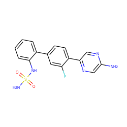 Nc1cnc(-c2ccc(-c3ccccc3NS(N)(=O)=O)cc2F)cn1 ZINC000212111966