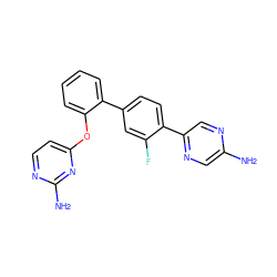 Nc1cnc(-c2ccc(-c3ccccc3Oc3ccnc(N)n3)cc2F)cn1 ZINC000224725492