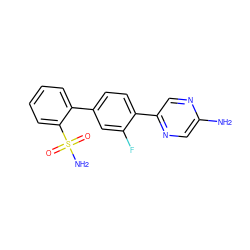 Nc1cnc(-c2ccc(-c3ccccc3S(N)(=O)=O)cc2F)cn1 ZINC000212373423
