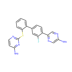 Nc1cnc(-c2ccc(-c3ccccc3Sc3nccc(N)n3)cc2F)cn1 ZINC000224790879