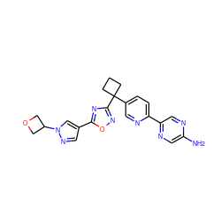 Nc1cnc(-c2ccc(C3(c4noc(-c5cnn(C6COC6)c5)n4)CCC3)cn2)cn1 ZINC000096175551