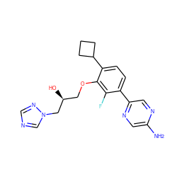 Nc1cnc(-c2ccc(C3CCC3)c(OC[C@H](O)Cn3cncn3)c2F)cn1 ZINC000224547213