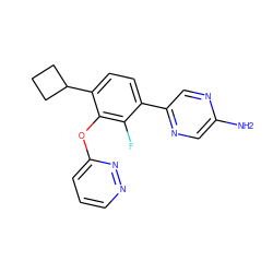 Nc1cnc(-c2ccc(C3CCC3)c(Oc3cccnn3)c2F)cn1 ZINC000224575970