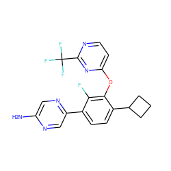 Nc1cnc(-c2ccc(C3CCC3)c(Oc3ccnc(C(F)(F)F)n3)c2F)cn1 ZINC000224562023