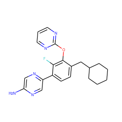 Nc1cnc(-c2ccc(CC3CCCCC3)c(Oc3ncccn3)c2F)cn1 ZINC000224548452