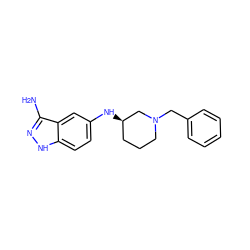 Nc1n[nH]c2ccc(N[C@@H]3CCCN(Cc4ccccc4)C3)cc12 ZINC000114336340