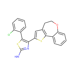 Nc1nc(-c2cc3c(s2)-c2ccccc2OCC3)c(-c2ccccc2Cl)s1 ZINC000095583076
