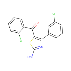 Nc1nc(-c2cccc(Cl)c2)c(C(=O)c2ccccc2Cl)s1 ZINC000113416166