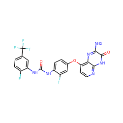 Nc1nc2c(Oc3ccc(NC(=O)Nc4cc(C(F)(F)F)ccc4F)c(F)c3)ccnc2[nH]c1=O ZINC000058541317