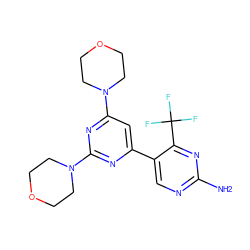 Nc1ncc(-c2cc(N3CCOCC3)nc(N3CCOCC3)n2)c(C(F)(F)F)n1 ZINC000084634436
