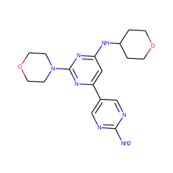 Nc1ncc(-c2cc(NC3CCOCC3)nc(N3CCOCC3)n2)cn1 ZINC000066080534