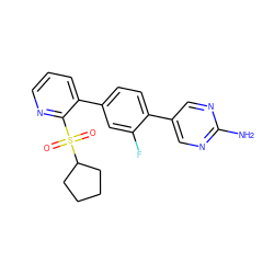 Nc1ncc(-c2ccc(-c3cccnc3S(=O)(=O)C3CCCC3)cc2F)cn1 ZINC000224745079