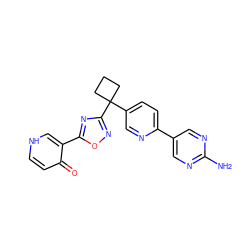 Nc1ncc(-c2ccc(C3(c4noc(-c5c[nH]ccc5=O)n4)CCC3)cn2)cn1 ZINC000096175512