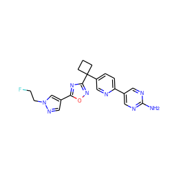 Nc1ncc(-c2ccc(C3(c4noc(-c5cnn(CCF)c5)n4)CCC3)cn2)cn1 ZINC000096175472