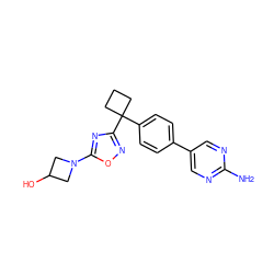 Nc1ncc(-c2ccc(C3(c4noc(N5CC(O)C5)n4)CCC3)cc2)cn1 ZINC001772617391