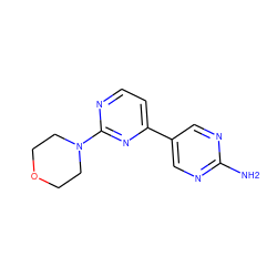 Nc1ncc(-c2ccnc(N3CCOCC3)n2)cn1 ZINC000066077052
