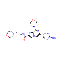 Nc1ncc(-c2cn3cc(C(=O)NCCN4CCOCC4)nc3c(N3CCOCC3)n2)cn1 ZINC000068247290