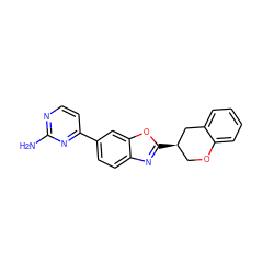 Nc1nccc(-c2ccc3nc([C@@H]4COc5ccccc5C4)oc3c2)n1 ZINC000040860237