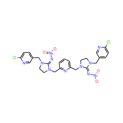 O=[N+]([O-])/N=C1\N(Cc2ccc(Cl)nc2)CCN1Cc1cccc(CN2CCN(Cc3ccc(Cl)nc3)/C2=N\[N+](=O)[O-])n1 ZINC000103222563
