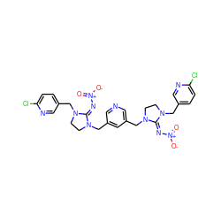 O=[N+]([O-])/N=C1\N(Cc2ccc(Cl)nc2)CCN1Cc1cncc(CN2CCN(Cc3ccc(Cl)nc3)/C2=N\[N+](=O)[O-])c1 ZINC000103222559