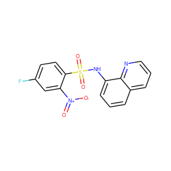 O=[N+]([O-])c1cc(F)ccc1S(=O)(=O)Nc1cccc2cccnc12 ZINC000008746698
