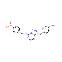 O=[N+]([O-])c1ccc(CSc2ncnc3c2ncn3Cc2ccc([N+](=O)[O-])cc2)cc1 ZINC000013584447