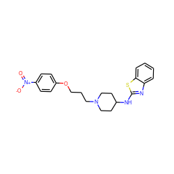 O=[N+]([O-])c1ccc(OCCCN2CCC(Nc3nc4ccccc4s3)CC2)cc1 ZINC000026468905