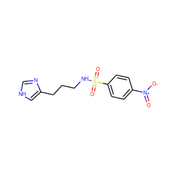 O=[N+]([O-])c1ccc(S(=O)(=O)NCCCc2c[nH]cn2)cc1 ZINC000026265381