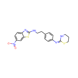 O=[N+]([O-])c1ccc2nc(NCCc3ccc(/N=C4\NCCCS4)cc3)sc2c1 ZINC000049034280