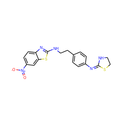 O=[N+]([O-])c1ccc2nc(NCCc3ccc(/N=C4\NCCS4)cc3)sc2c1 ZINC000049032060