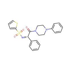 O=C([C@@H](NS(=O)(=O)c1cccs1)c1ccccc1)N1CCN(c2ccccc2)CC1 ZINC000004057240