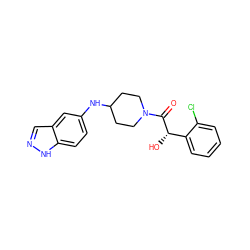 O=C([C@@H](O)c1ccccc1Cl)N1CCC(Nc2ccc3[nH]ncc3c2)CC1 ZINC000028891691