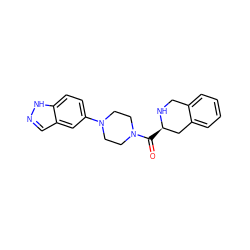 O=C([C@@H]1Cc2ccccc2CN1)N1CCN(c2ccc3[nH]ncc3c2)CC1 ZINC000028891595