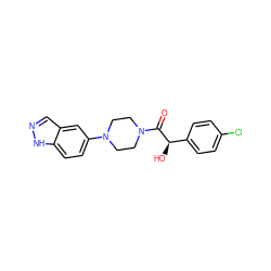 O=C([C@H](O)c1ccc(Cl)cc1)N1CCN(c2ccc3[nH]ncc3c2)CC1 ZINC000028891539