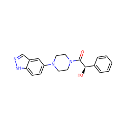 O=C([C@H](O)c1ccccc1)N1CCN(c2ccc3[nH]ncc3c2)CC1 ZINC000028891570