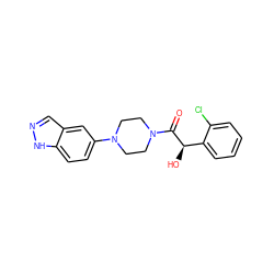 O=C([C@H](O)c1ccccc1Cl)N1CCN(c2ccc3[nH]ncc3c2)CC1 ZINC000028891524