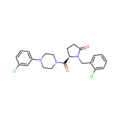O=C([C@H]1CCC(=O)N1Cc1ccccc1Cl)N1CCN(c2cccc(Cl)c2)CC1 ZINC000003026078