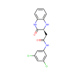 O=C(C[C@@H]1Nc2ccccc2NC1=O)Nc1cc(Cl)cc(Cl)c1 ZINC000001056693