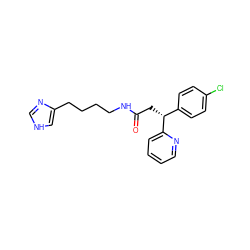 O=C(C[C@H](c1ccc(Cl)cc1)c1ccccn1)NCCCCc1c[nH]cn1 ZINC000013490228