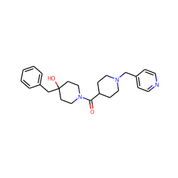 O=C(C1CCN(Cc2ccncc2)CC1)N1CCC(O)(Cc2ccccc2)CC1 ZINC000058581781