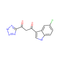 O=C(CC(=O)c1c[nH]c2ccc(Cl)cc12)c1nn[nH]n1 ZINC000005974321