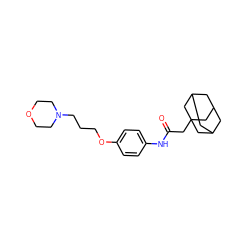 O=C(CC12CC3CC(CC(C3)C1)C2)Nc1ccc(OCCCN2CCOCC2)cc1 ZINC000043018156