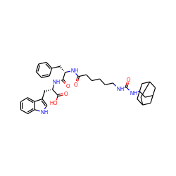 O=C(CCCCCNC(=O)NC12CC3CC(CC(C3)C1)C2)N[C@@H](Cc1ccccc1)C(=O)N[C@@H](Cc1c[nH]c2ccccc12)C(=O)O ZINC000059713367