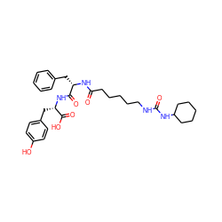 O=C(CCCCCNC(=O)NC1CCCCC1)N[C@@H](Cc1ccccc1)C(=O)N[C@@H](Cc1ccc(O)cc1)C(=O)O ZINC000036330751