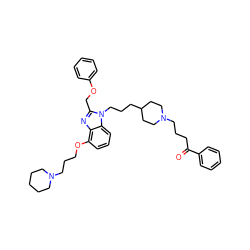 O=C(CCCN1CCC(CCCn2c(COc3ccccc3)nc3c(OCCCN4CCCCC4)cccc32)CC1)c1ccccc1 ZINC000027713493
