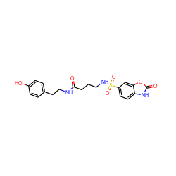 O=C(CCCNS(=O)(=O)c1ccc2[nH]c(=O)oc2c1)NCCc1ccc(O)cc1 ZINC000103261976