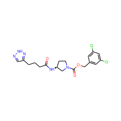 O=C(CCCc1cn[nH]n1)N[C@H]1CCN(C(=O)OCc2cc(Cl)cc(Cl)c2)C1 ZINC000217396435